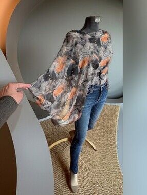NWOT Boutique Abstract Marbled Layered Kaftan w/ Viscose Tank Liner Size M